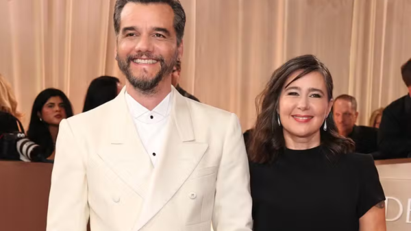 Wagner Moura e a esposa, Sandra Delgado — Foto: Getty Images