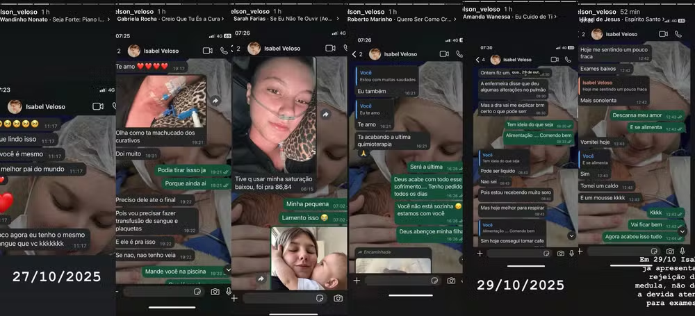 Pai de Isabel Veloso divulga conversas inéditas com a filha; veja