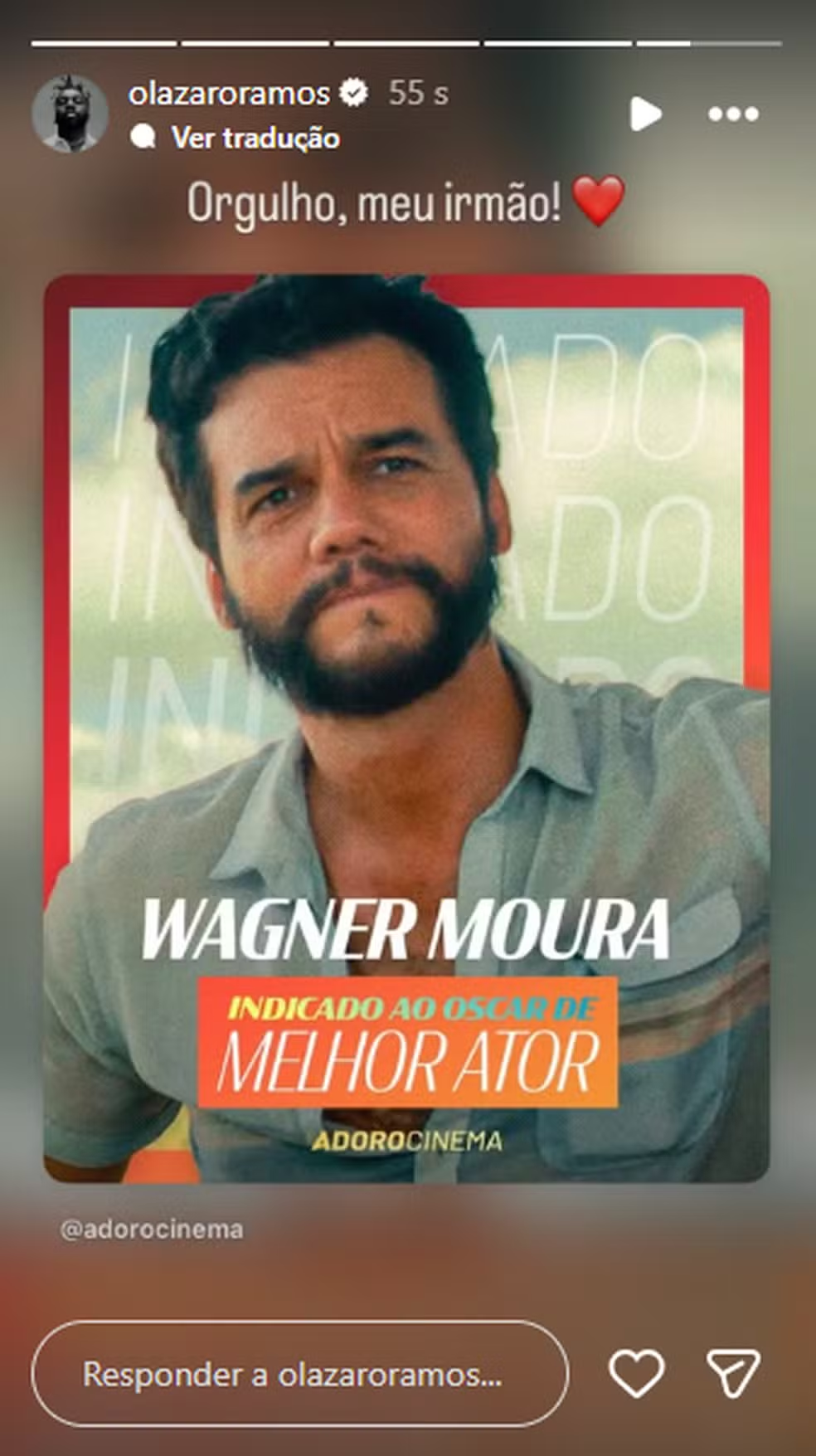 Famosos comemoram indicação de Wagner Moura ao Oscar 2026