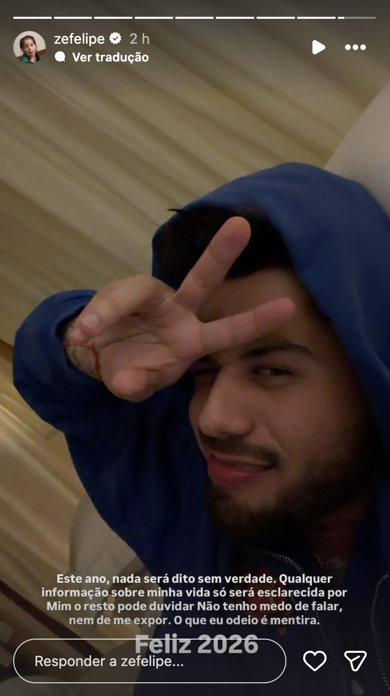 Zé Felipe promete transparência total em 2026: "Não tenho medo de falar"