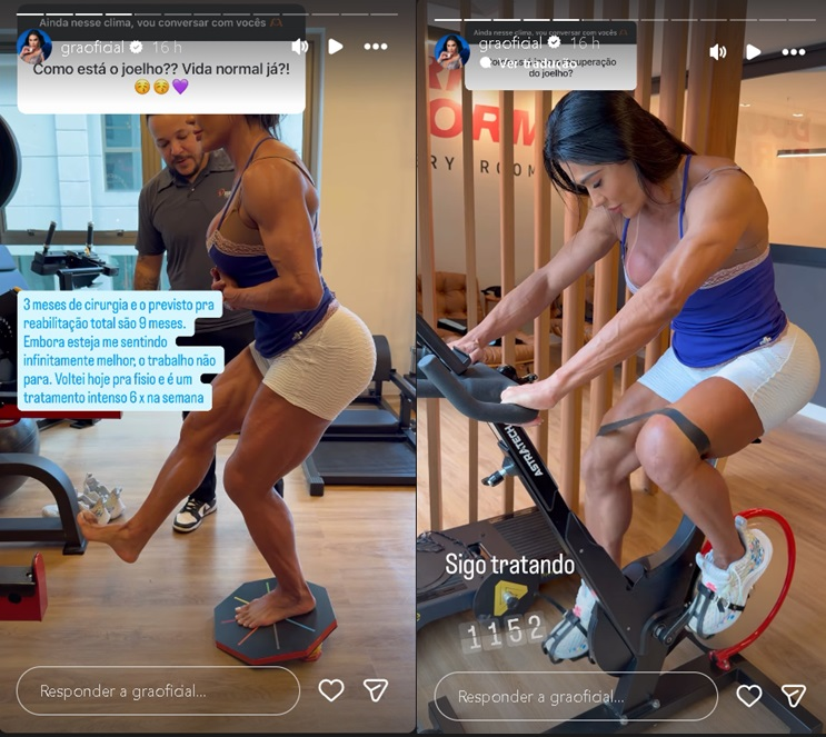 Gracyanne Barbosa compartilha sua recuperação após cirurgia e fala sobre o processo de reabilitação 52 Gracyanne Barbosa compartilha sua recuperação após cirurgia e fala sobre o processo de reabilitação