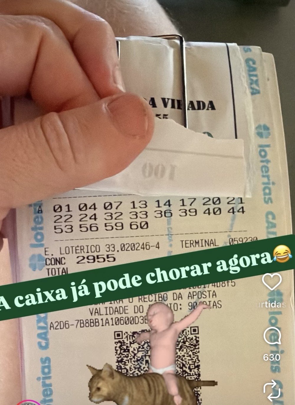 Paulinha Leitte exibe aposta da Mega da Virada e debocha: “A Caixa já pode chorar”