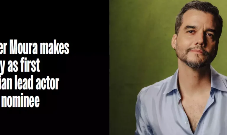 O Los Angeles Times destacou o marco de Wagner Moura ao ser o primeiro ator brasileiro indicado a Melhor Ator - Foto: Reprodução/Los Angeles Times