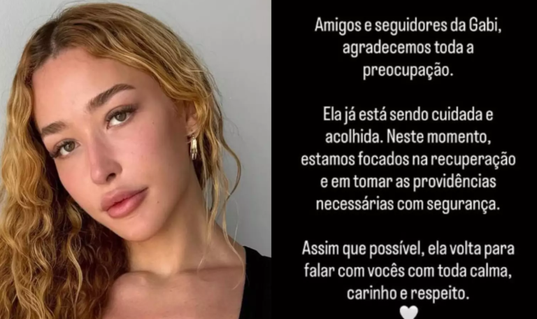 Gabrielle Gambine / Comunicado compartilhado por sua equipe - Foto: Reprodução: Instagram @gabriellegambinee