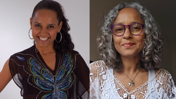 Cantora Carla Visi em 1990 e atualmente, aos 55 anos — Foto: Arquivo e Divulgação