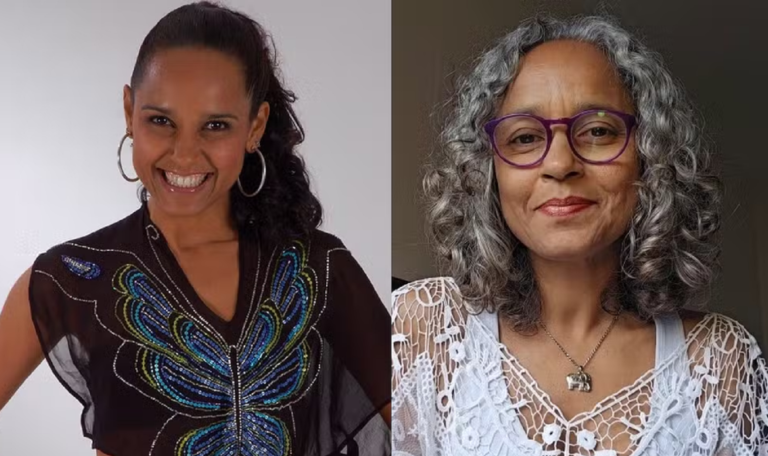 Cantora Carla Visi em 1990 e atualmente, aos 55 anos — Foto: Arquivo e Divulgação