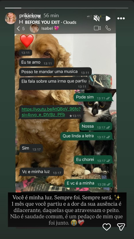 Irmã de Isabel Veloso faz homenagem emocionante após 1 mês da morte da influenciadora: “Dor dilacerante”