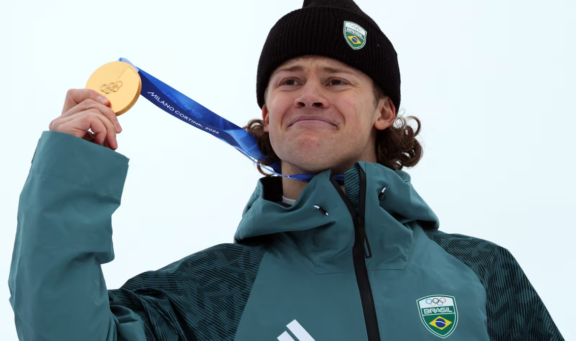 Lucas Braathen conquistou o primeiro ouro do Brasil nos Jogos de Inverno REUTERS/Gintare Karpaviciute - 14.02.2026