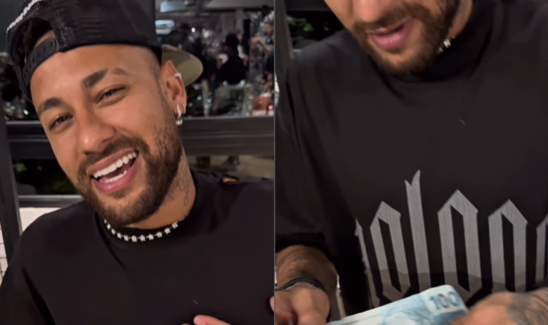 Neymar Jr. ganha nota de R$ 100 de presente e vídeo viraliza nas redes; assista