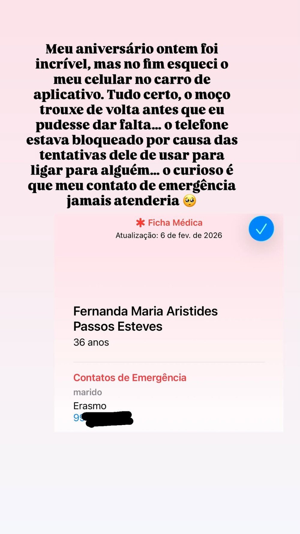 Viúva de Erasmo Carlos relata momento emocionante após esquecer celular em carro de aplicativo