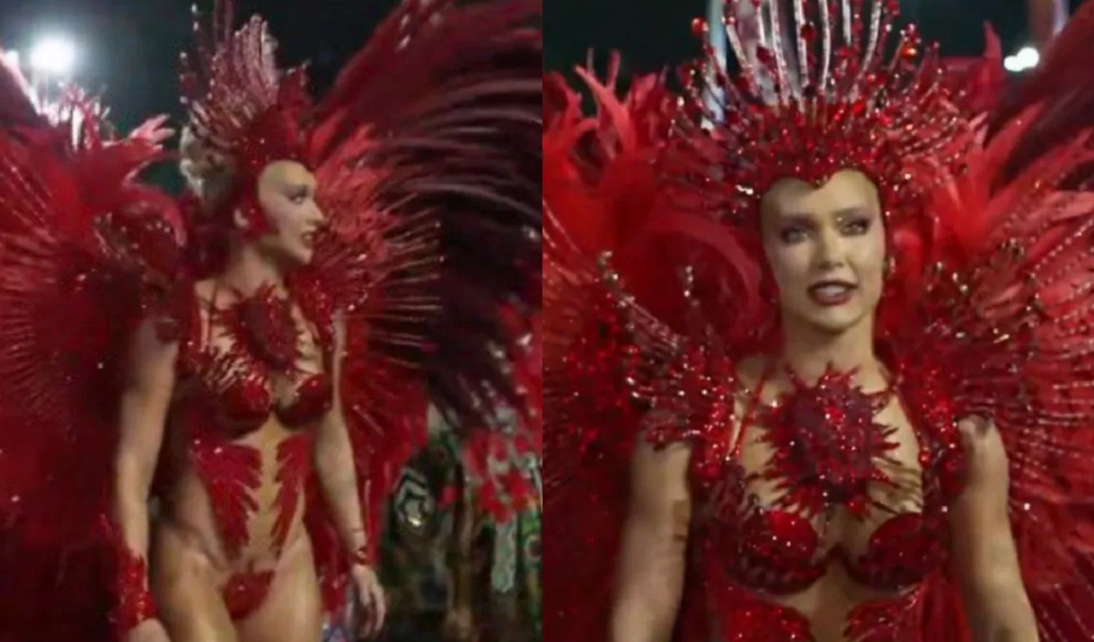 Virginia Fonseca deixa a Sapucaí sob vaias e gritos de “Paolla” após estreia como rainha de bateria da Grande Rio no Carnaval 2026. Reação divide opiniões.