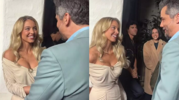 Wagner Moura e Sydney Sweeney se encontram no tapete vermelho do festival de Santa Bárbara, nos EUA Foto: Reprodução/ Instagram @officialsbiff