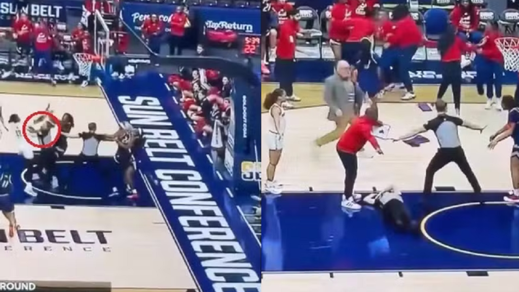 Vídeo: Árbitra é nocauteada durante briga entre jogadoras em jogo universitário de basquete nos EUA