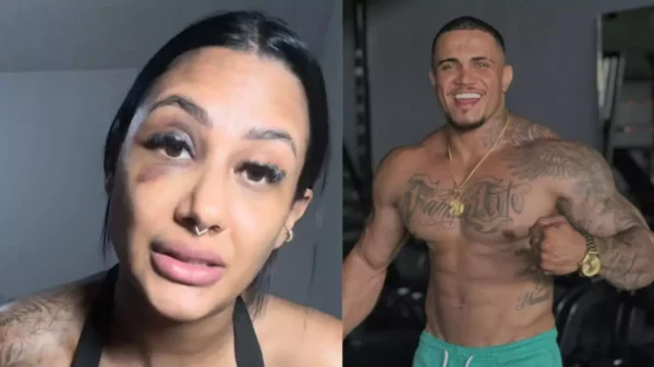 Nas redes sociais, a influenciadora fitness Bárbara Lasmar relatou as agressões que sofreu por parte do fisiculturista Anderson Leite de Miranda - Foto: Reprodução/Redes sociais