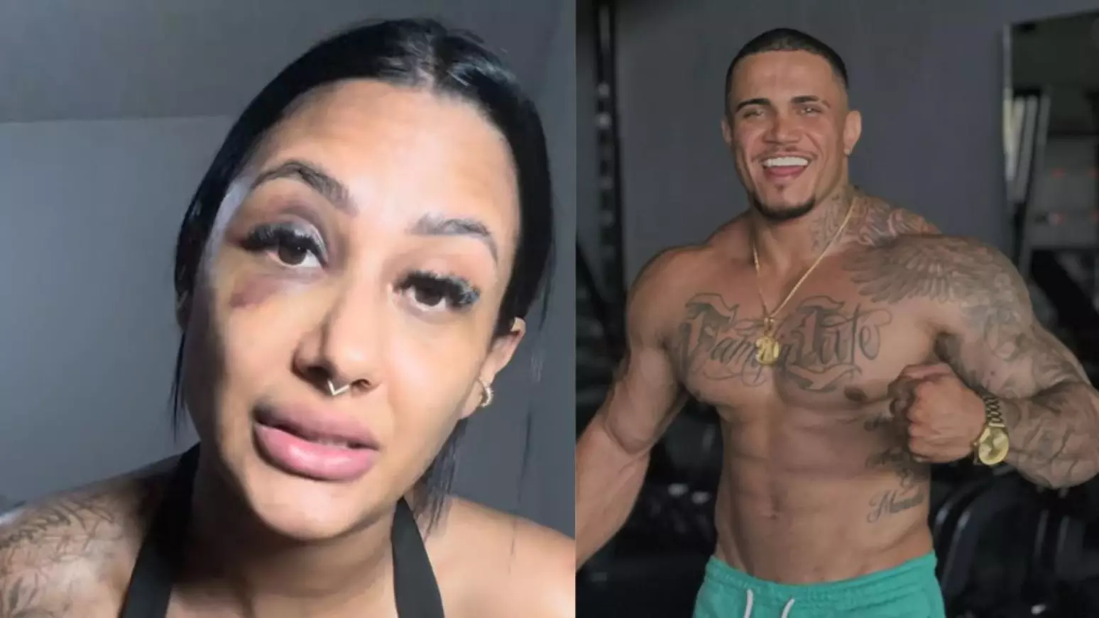 Nas redes sociais, a influenciadora fitness Bárbara Lasmar relatou as agressões que sofreu por parte do fisiculturista Anderson Leite de Miranda - Foto: Reprodução/Redes sociais