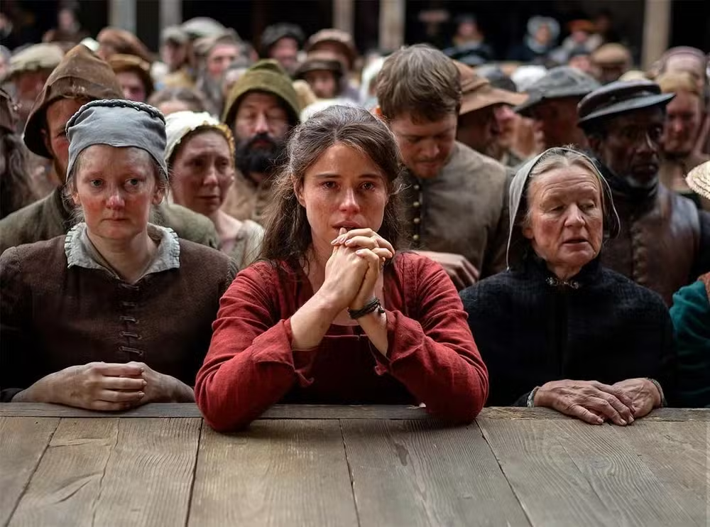 Jessie Buckley em cena de 'Hamnet'