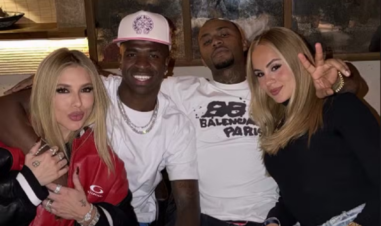 Virginia e Vinícius Júnior jantam com Orochi e a namorada, Lara Jucá, em Madri