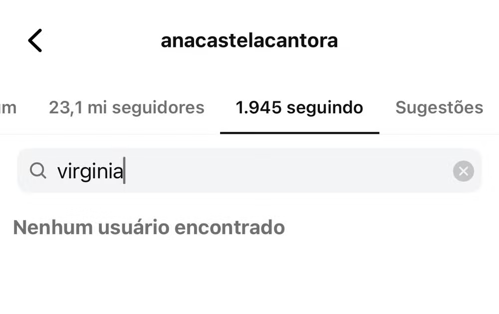Ana Castela deixa de seguir Virginia — Foto: Reprodução/Instagram