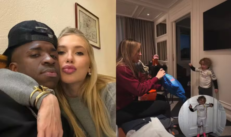 Afilhado de Virginia Fonseca e Zé Felipe ganha bola e chuteira personalizadas de Vini Jr.