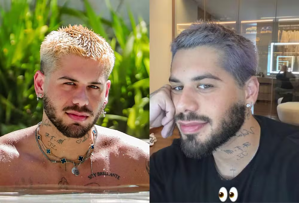 Zé Felipe muda o visual e surge com cabelo arroxeado após fase platinada; veja como ficou 47 image