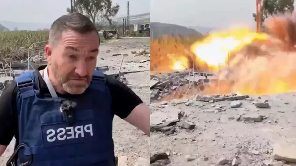 reporter quase atingido por missil