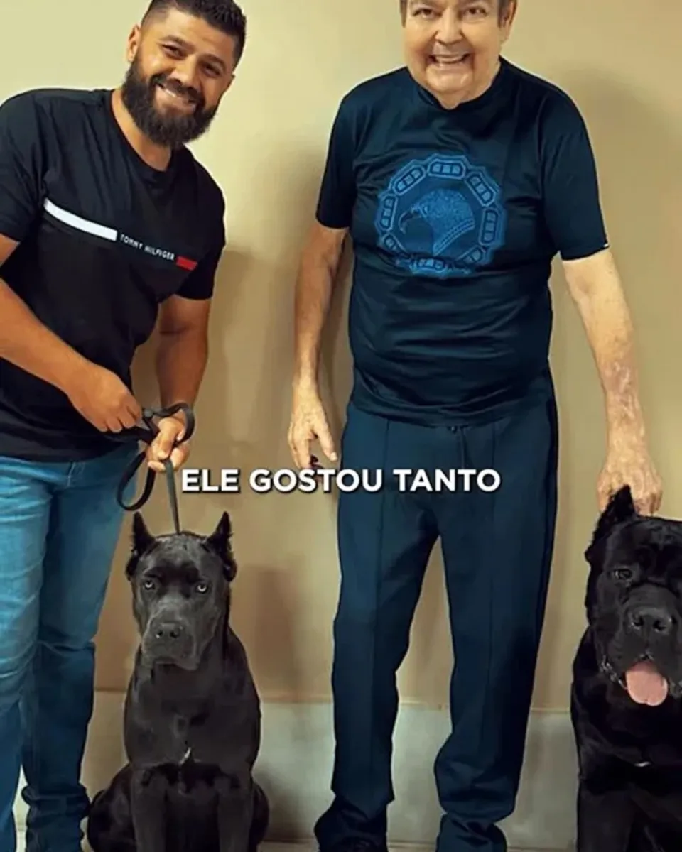 Faustão aparece de pé e sorridente ao receber novo pet da família 47 image