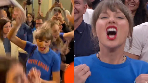 Taylor Swift rouba a cena em vitória do Knicks e viraliza nas redes sociais 1 Taylor Swift viraliza ao comemorar vitória do Knicks sobre os Spurs na NBA