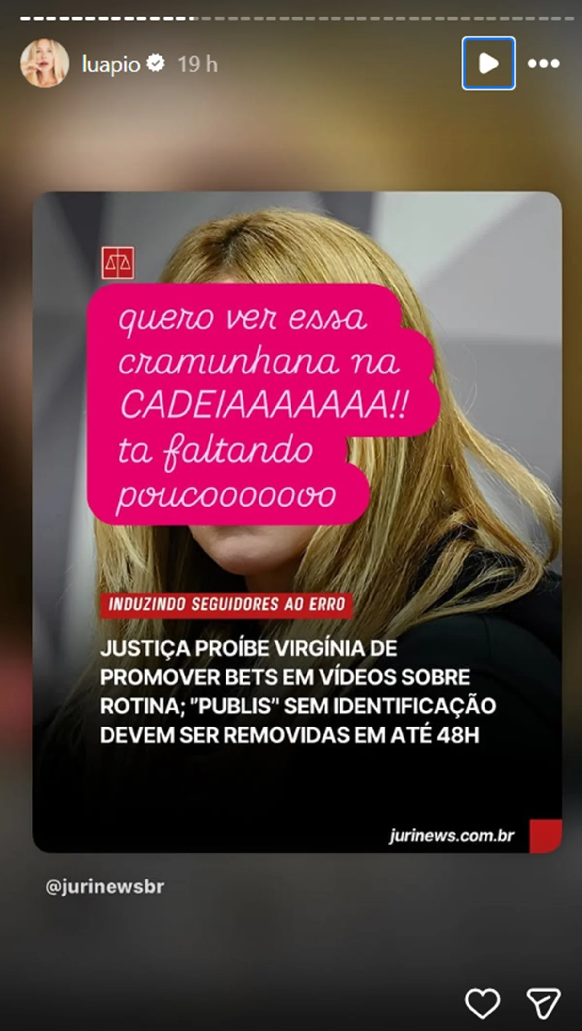 Luana Piovani diz que “falta pouco” para Virginia ser presa: "Quero ver na cadeia" 47 image