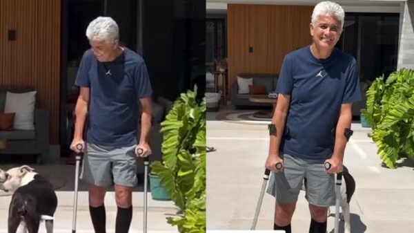 Ex-jogador da Seleção Bebeto aparece de muletas e fala de recuperação — Foto: Reprodução/Instagram