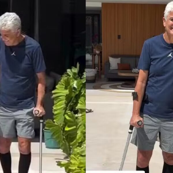 Ex-jogador da Seleção Bebeto aparece de muletas e fala de recuperação — Foto: Reprodução/Instagram
