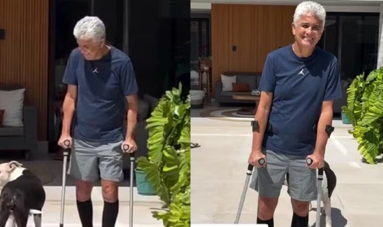 Ex-jogador da Seleção Bebeto aparece de muletas e fala de recuperação — Foto: Reprodução/Instagram