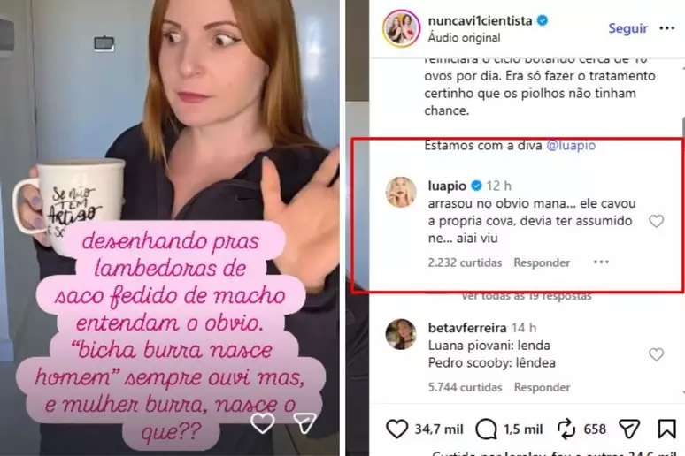 Luana Piovani volta a criticar Pedro Scooby e afirma que surfista “cavou a própria cova”