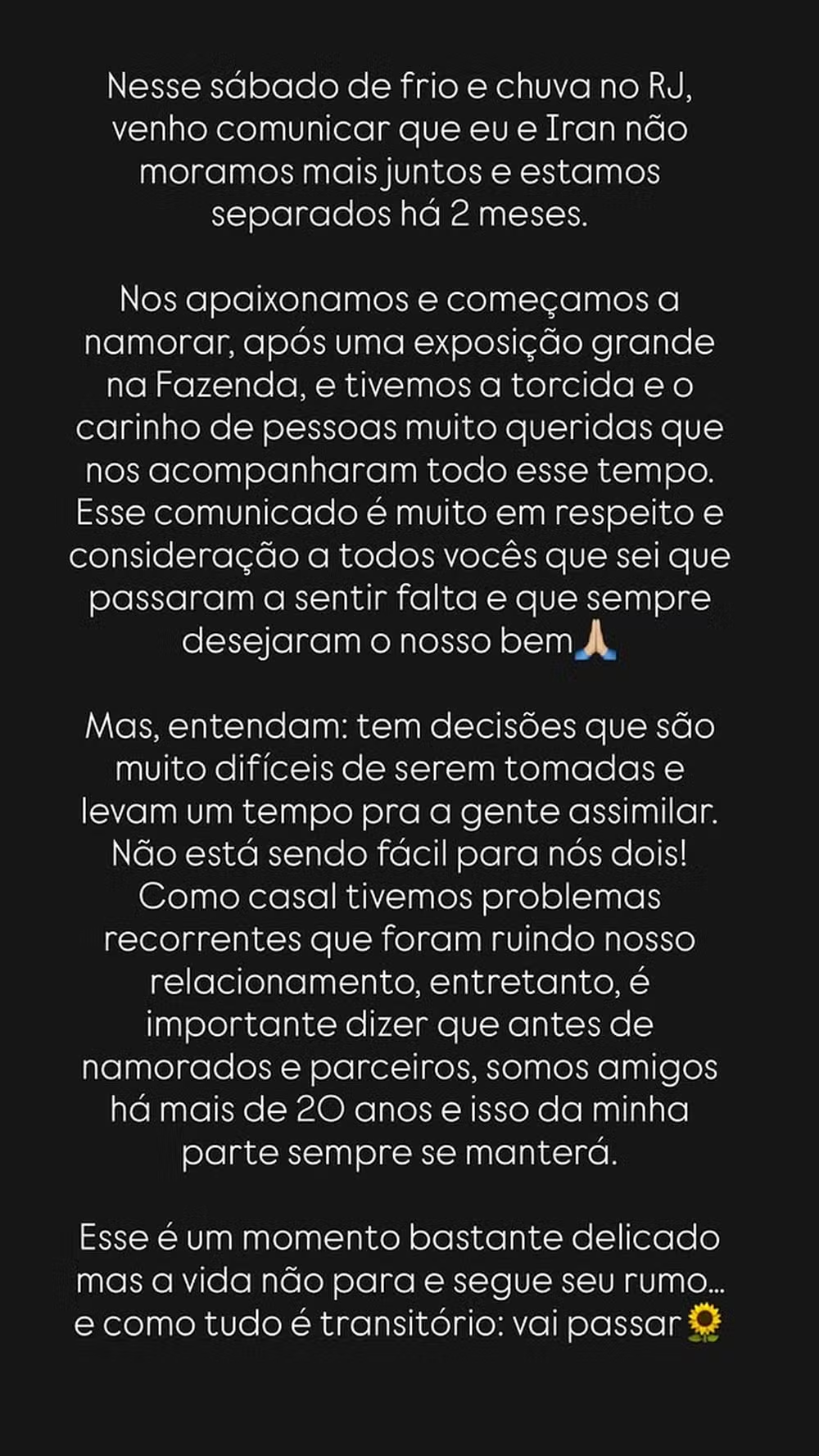 Bárbara Borges fala sobre fim do relacionamento com Iran Malfitano: "A vida é imprevisível"