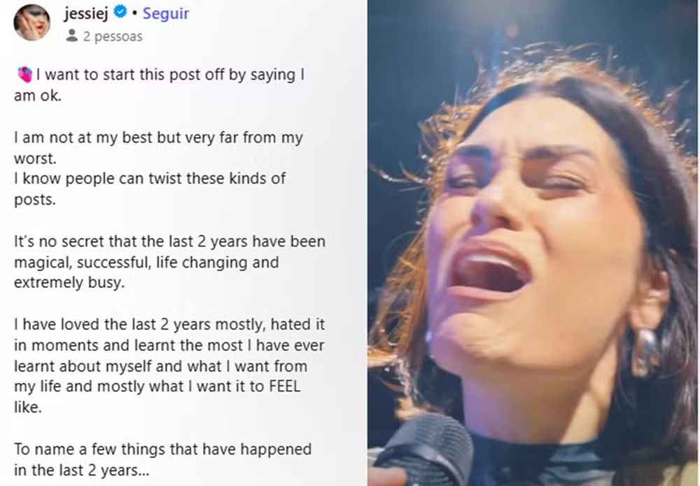 Jessie J anuncia nova cirurgia de reconstrução de mama e faz pausa nas redes sociais