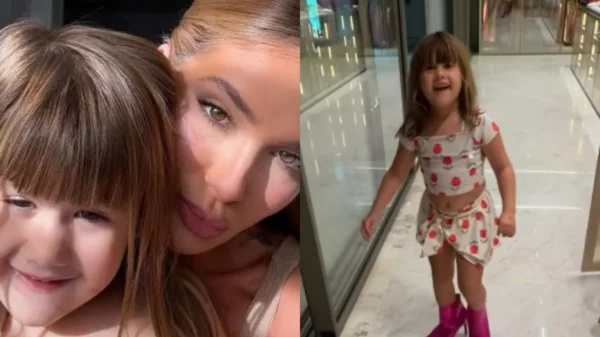 Maria Alice rouba a cena ao usar salto de Virginia e impressiona ao desfilar