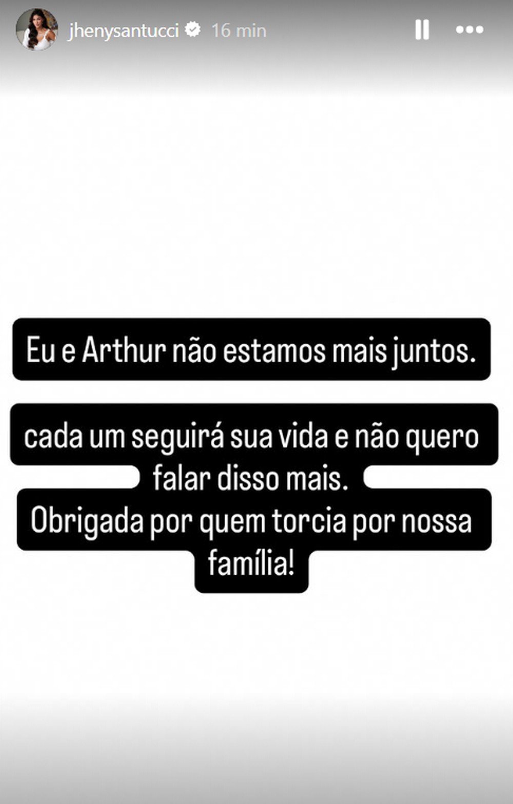 Grávida, Jheny Santucci anuncia separação de Arthur Aguiar três meses após casamento