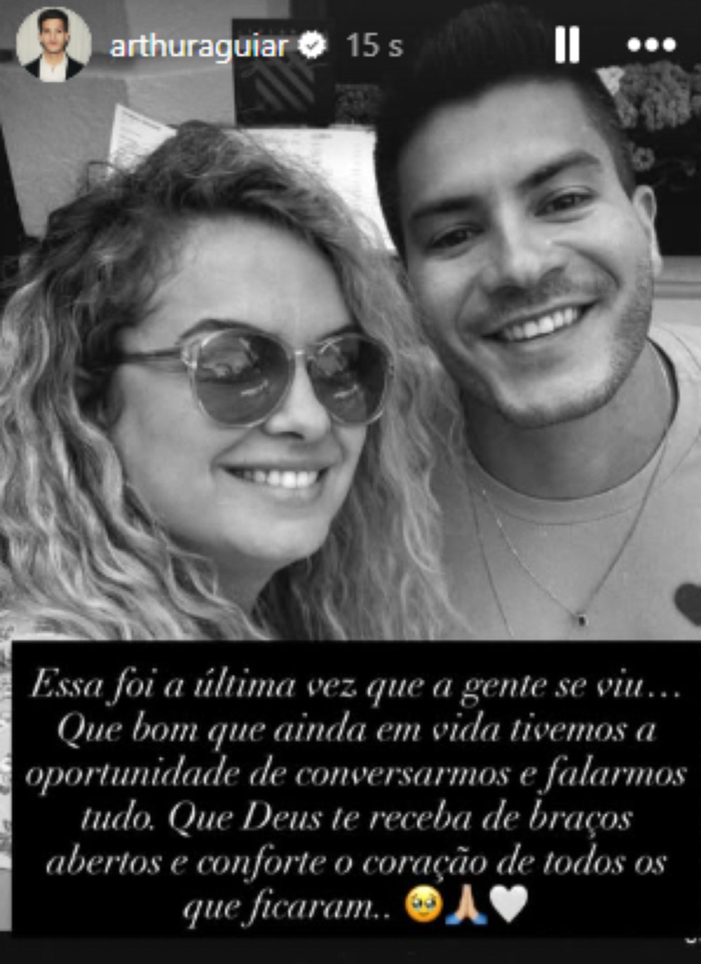 Arthur Aguiar lamenta morte de Lua Blanco e relembra reconciliação após 11 anos afastados
