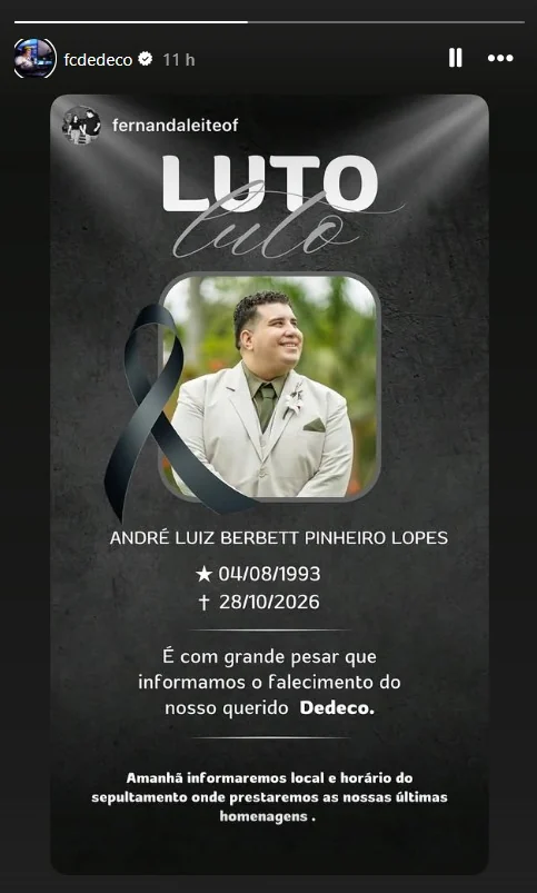 Youtuber Dedeco morre aos 33 anos dias após se casar e anunciar gravidez da esposa 48 Youtuber Dedeco morre aos 33 anos dias após se casar e anunciar gravidez da esposa